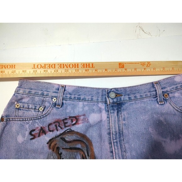 Denim Levi HOT PANTS SHORT Shorts LARGE Cutoff Frayed Hippie Distressed VTG Sz18 - Picture 6 of 8